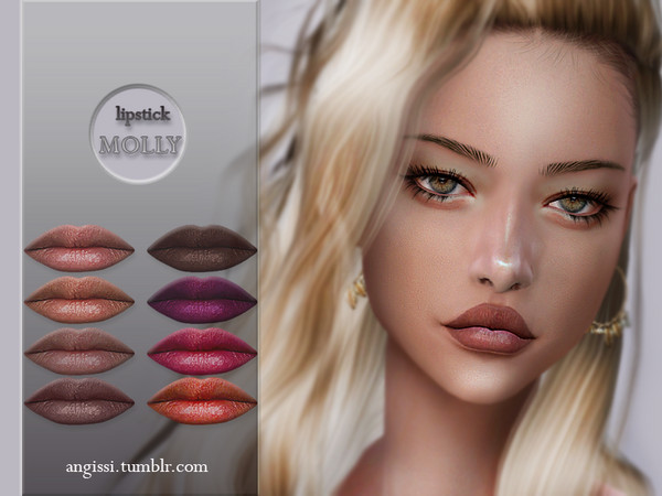 Sims 4 — lipstick MOLLY by ANGISSI — *Base game *8 colors *HQ compatible *FEMALE *Works with all skins *Custom thumbna