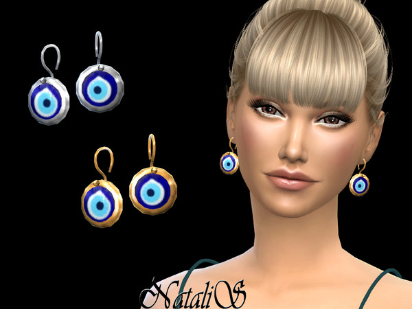 Sims 4 — NataliS_Evil eye drop earrings by Natalis — Evil eye drop earrings. FT-FA-FE 2 colors.