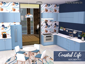 Sims 4 — Coastal Life Kitchen Pt I {Mesh Required} by neinahpets — A full kitchen set featuring the Coastal Life design.