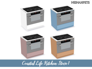 Sims 4 — Coastal Life Kitchen Stove by neinahpets — A stove with a marble counter. 4 Colors.