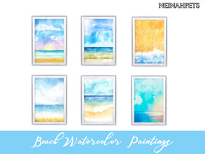 Sims 4 — Beach Watercolor Paintings Pt I by neinahpets — A collection of paintings featuring beaches and sunset themes. 6