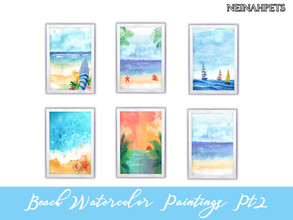 Sims 4 — Beach Watercolor Paintings Pt II by neinahpets — A collection of paintings featuring beaches and tropical