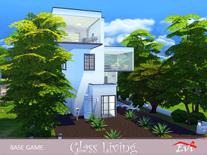 Sims 4 — Glass living by evi — An interesting 4 stories house where each bedroom with each own bath is a glass cube
