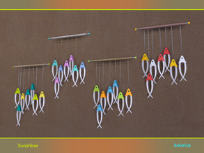 Sims 4 — Sunshine Decor. Hanging Fish by soloriya — Seven hanging fish in one mesh. Part of Sunshine Decor set. 4 color