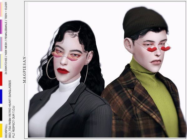 Sims 4 — retro heart sunglasses by magpiesan — BED_TS4 FM&M retro heart sunglasses - New mesh (all