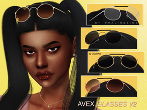 Sims 4 — AVEX Glasses V2 by Pralinesims — Glasses in 30 colors.