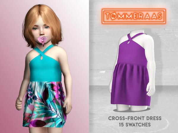 Sims 4 — Cross-Front Strap Dress by TMMERAAS — - f toddler - custom thumbnails for each swatch - 15 swatches - new mesh -