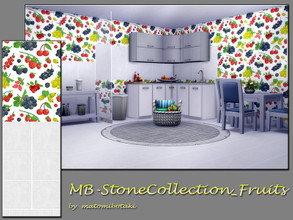 Sims 4 — MB-StoneCollection_Fruits by matomibotaki — MB-StoneCollection_Fruits, fresh tile wall with upper wallpaper part