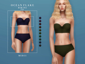 Sims 4 — Ocean Flake Bikini - Top by -Merci- — Two pieces Bikini in 10 Colours. (Top and bottom are separate.) HQ mod