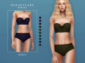 Sims 4 — Ocean Flake Bikini  by -Merci- — Two pieces Bikini in 10 Colours. (Top and bottom are separate.) HQ mod