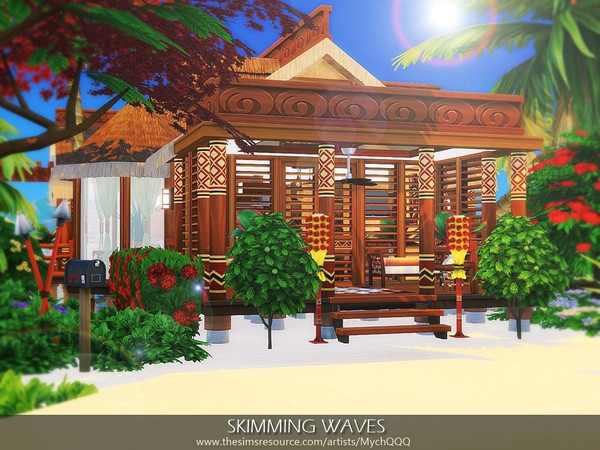 Sims 4 — Skimming Waves by MychQQQ — Lot: 30x20 Value: $ 96,538 House contains: - 1 bedroom - 1 bathroom - living room -