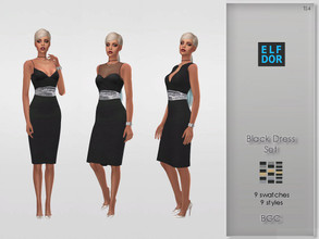 Sims 4 — Black Dress Set by Elfdor — - 9 swatches - 3 dresses - 3 styles - new mesh - everyday, formal, party - teen to