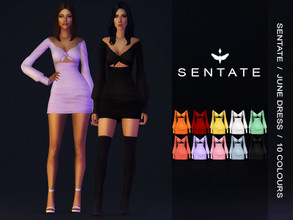 Sims 4 — June Dress by Sentate — A stylish mini dress with cut out detailing and a knotted front (and back!). Comes in 10
