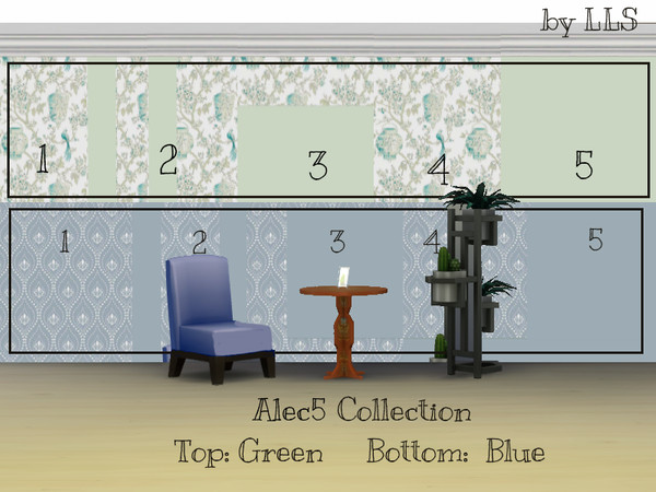 Sims 4 — Alec5 Collection Green and Blue by lavilikesims — co ordination wallpaper/paint collection that will bring that