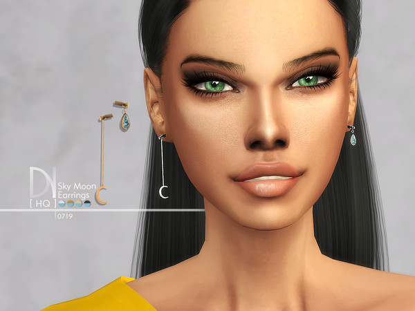 Sims 4 — Sky Moon Earrings by DarkNighTt — Sky Moon Earrings Have 4 colors. HQ mod compatible. Hope you enjoy!