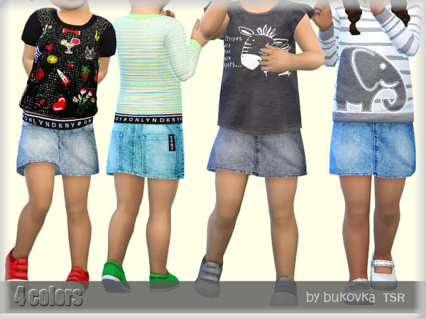 Sims 4 — Skirt Denim by bukovka — Skirt for the youngest girls. Installed autonomously, suitable for base game, 4