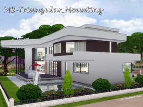 Sims 4 — MB-Triangular_Mounting by matomibotaki — Large and modern family home in asymetric built style, with lot of