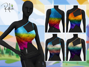 Sims 4 —  Asymmetrical Mermaid Crop - Island Living  by RobertaPLobo — :: 4 swatches. :: Teen, Young Adult, Adult and