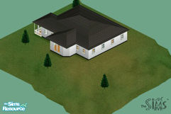 Sims 1 — The Bradford "Modern" by Harmonie — Space saving layout displays 2 bedroom, 1 bathroom cottage from