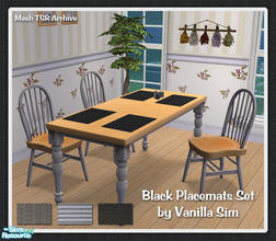 Sims 2 — VS Black Placemats Set by Vanilla Sim — 