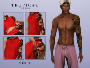 Sims 4 — Tropical Tattoo by -Merci- — Tattoo in 10 Colours. Unisex,Teen-Elder. Works with all skins. Have Fun!