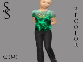 Sims 4 — Boy's T-Shirt, Zombie and Lightening (Recolor) by SaffronSiren — This cool design combines two of a little boy's