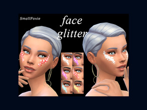 Sims 4 — Face Glitter by SmallFoxie — Festival makeup inspired face glitter. 6 swatches: red, pink, lilac, blue,