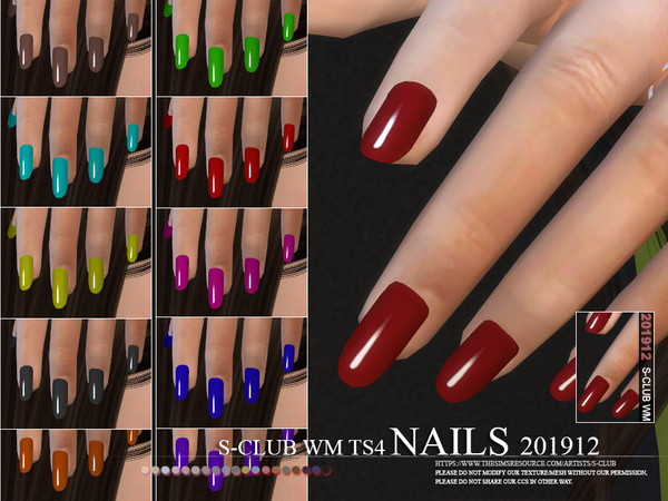 Sims 4 — S-Club ts4 WM Nails 201912 by S-Club — Nails, 12 swatches, hope you like, thank you.