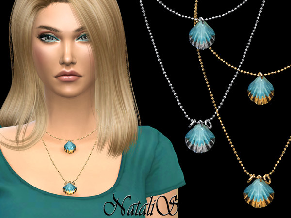 Sims 4 — NataliS_Seashell double necklace by Natalis — Seashell double necklace. FT-FA-FE 2 colors.