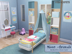 Sims 4 — Moon Animals Bedroom Collection by neinahpets — A cute watercolor bedroom collection with stars, moons, clouds