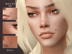 Sims 4 — Moles N01 by -Merci- — Moles in 6 swatches. Next to mouth, ears and eyes. (Left and right options.) Unisex,