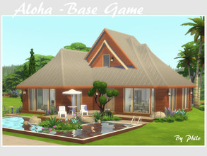 Sims 4 — Aloha (Base Game No CC) by philo — With its 3 bedrooms, this tropical villa is designed for a medium size group