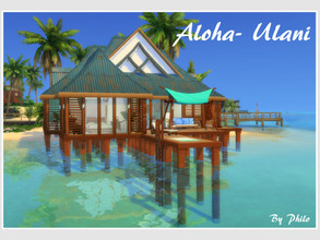 Sims 4 — Aloha-Ulani by philo — Even if you don't like blue, you might like this villa. Sure, it's mainly blue, inside