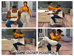 Sims 4 — Come Closer Posepack by ettathesimmer — This is a posepack that includes (4) couple poses. Stool is needed.