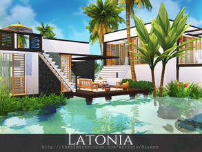 Sims 4 — Latonia by Rirann — Latonia is a contemporary beach house for a middle sim family. Fully furnished and