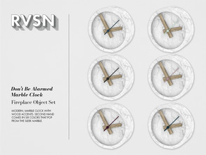 Sims 4 — Don't Be Alarmed Marble Clock by RAVASHEEN — Modern, marble clock with wood accents. Second hand comes in six
