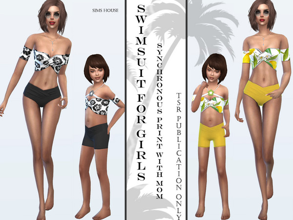 Sims 4 — Tropics swimsuit for girls by Sims_House — Tropics swimsuit for girls 8 color options. Synchronized print with