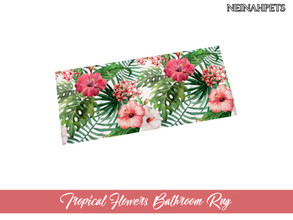 Sims 4 — Tropical Flowers Bathroom - Rug by neinahpets — A lovely bathroom rug featuring watercolor tropical leaves and