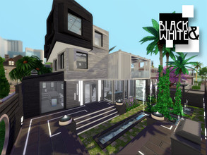 Sims 4 — Black & White House by amathakathi — INTERSECTING BLACK AND WHITE FORMS PERFORATED BY VOIDS ENCLOSED BY