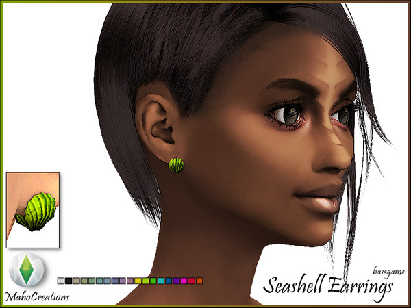 Sims 4 — Seashell Earrings by MahoCreations — basegame teen to elder female / male 19 colors