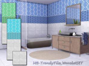 Sims 4 — MB-TrendyTile_WaveletSET by matomibotaki — MB-TrendyTile_WaveletSET, modern tile wall and matching floor set,