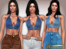 Sims 4 — Halter Neck Denim Crop Top by Harmonia — 8 color Please do not use my textures. Please do not re-upload. Please