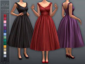 Sims 4 — Helen Dress by Sifix2 — - New mesh - Base game compatible - HQ mod compatible - Custom thumbnail - 15 swatches
