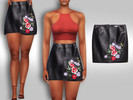 Sims 4 — Floral Leather Mini Skirt by saliwa — Floral Leather Mini Skirt design by Saliwa Download My Tops Here: