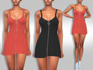 Sims 4 — Summer Front Zip Super Mini Dress by saliwa — Summer Front Zip Super Mini Dress design by Saliwa