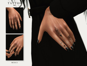 Sims 4 — Tattoo N07 by -Merci- — Finger Tattoo comes with 3 options. Left Hand - Right Hand - Both Hands options. HQ Mod