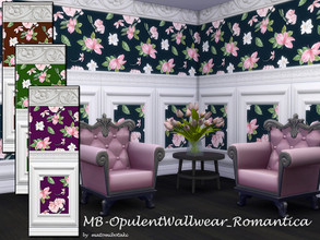 Sims 4 — MB-OpulentWallwear_Romantica by matomibotaki — MB-OpulentWallwear_Romantica, lovely floral wallpaper with wooden