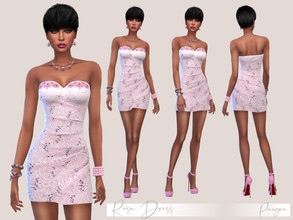 Sims 4 — Rosa Dress by Paogae — Lovely short mini dress, only pink, with delicate lace and small flowers on the breast.