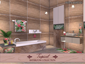 Sims 4 — Tropical Flowers Bathroom by neinahpets — A beautiful tropical flowers bathroom featuring tropical foliage and