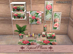 Sims 4 — Tropical Flowers Bathroom Accessories by neinahpets — A collection of bathroom accessories for the Tropical